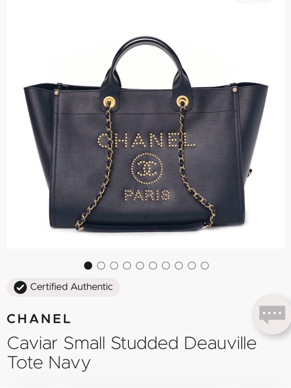 Chanel Caviar Small Studded Deauville Tote Navy - Picture 8 of 16